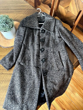 Le Château Vintage Women's Wool-Style Pea Coat in Gray & Black Like New